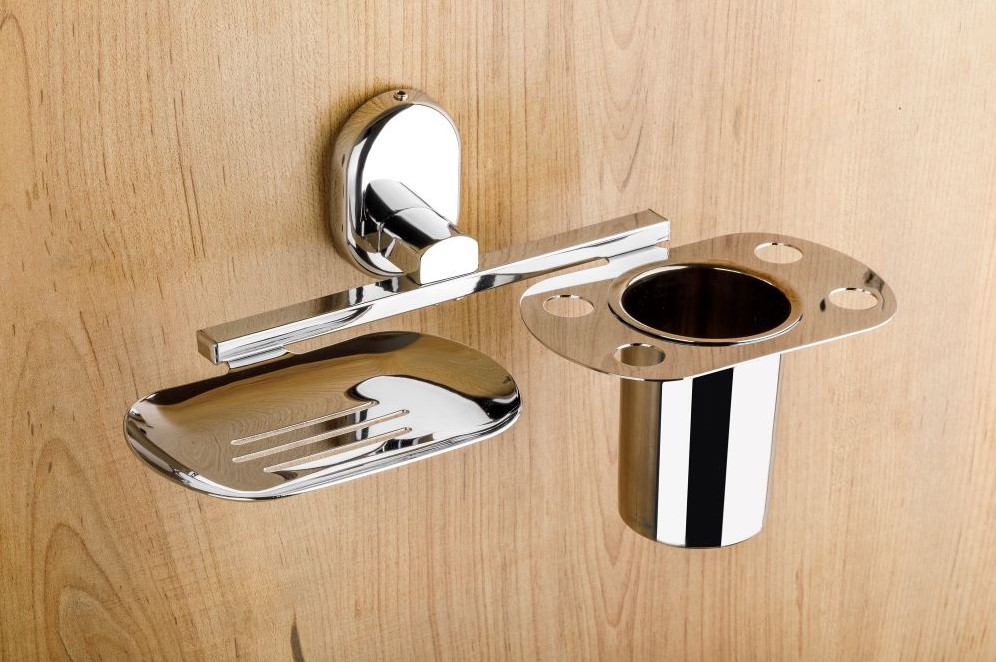 Merlin MC-108 Soap Dish with Tumbler Holder Bathroom Accessory for Home, Hotel and Apartment Washrooms, Elegant Combo Holder for Organized Everyday Use, Decor and Value